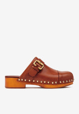 Chloé Jeannette 40 Shiny Leather Clogs Brown CH25A12ZLT27T