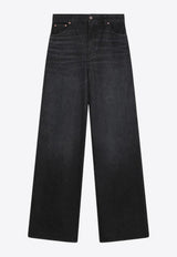 Chloé Logo Patch Washed Flared Jeans Black CH25ADP02156/R_CHLOE-075