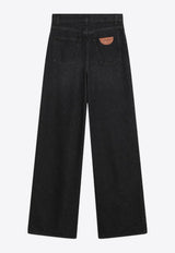 Chloé Logo Patch Washed Flared Jeans Black CH25ADP02156/R_CHLOE-075