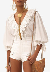 Chloé V-neck Ruffled Top White CH25AHT45699107