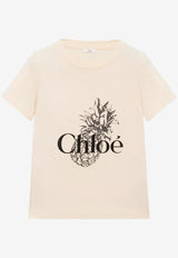 Chloé Pineapple and Logo Print T-shirt Pink CH25AJH111706H1