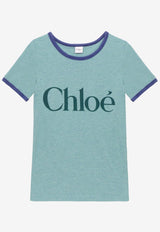 Chloé Logo Print Short-Sleeved T-shirt Green CH25AJH2417397X