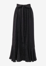 Chloé Floral Jacquard Midi Flared Skirt Black CH25AJU13115001