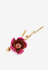 Chloé Flower Woven-Raffia Bag Charm Purple CH25AK147Q0255N