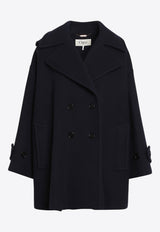 Chloé Double-Breasted Wool-Blend Coat Blue CH25AMA26952/R_CHLOE-48B