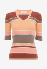 Chloé Striped Ribbed Knit Top Multicolor CH25AMP386608ZA