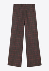 Chloé Flared Checked Wool Pants Brown CH25APA06097/R_CHLOE-93C