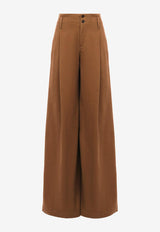 Chloé Wide-Leg Canvas Pants Brown CH25APA11365208