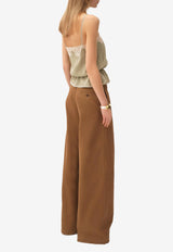 Chloé Wide-Leg Canvas Pants Brown CH25APA11365208
