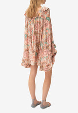 Chloé Floral Print Ruffled Mini Dress Multicolor CH25ARO1206000B