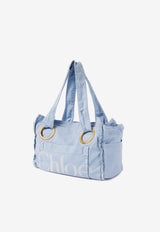 Chloé Plage Maxi Logo Tote Bag Light Blue CH25AS546P104E0