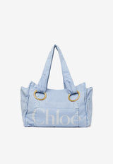 Chloé Plage Maxi Logo Tote Bag Light Blue CH25AS546P104E0