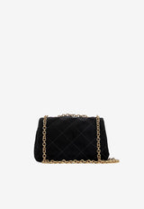 Chloé Small Heritage Velvet Shoulder Bag Black CH25AS585P90001