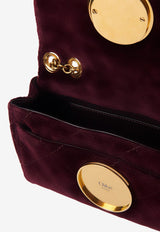 Chloé Small Heritage Velvet Shoulder Bag Brown CH25AS585P9027M