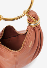 Chloé Mini Bracelet Grained Leather Hobo Bag Coral CH25AS623O37847