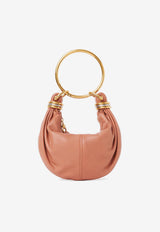 Chloé Mini Bracelet Grained Leather Hobo Bag Coral CH25AS623O37847
