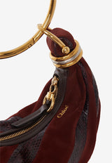 Chloé Mini Bracelet Hobo Bag in Suede and Snakeskin Leather Brown CH25AS623P9427M
