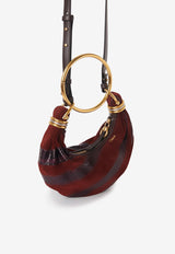 Chloé Mini Bracelet Hobo Bag in Suede and Snakeskin Leather Brown CH25AS623P9427M