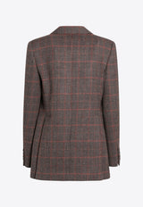 Chloé Single-Breasted Prince of Wales Blazer Brown CH25AVE53097/R_CHLOE-93C