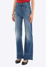 Chloé Washed-Effect Boot-Cut Jeans Blue CH25SDP13255422 Ocean Blue