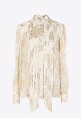 Chloé Floral Brocade Silk Blouse Cream CH25SHT02413103 Coconut Milk