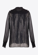 Chloé Sheer Georgette Ruffled Shirt Black CH25SHT24335001 Black