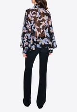 Chloé Floral Print Silk Georgette Blouse Multicolor CH25SHT34343001 Black