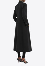 Chloé Double-Breasted Wool Crepe Long Coat Black CH25SMA21302001 Black