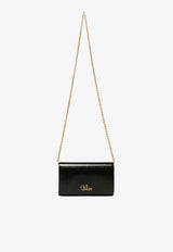 Chloé Iconic Logo Leather Chain Clutch Black CH25SP485O16001 Black