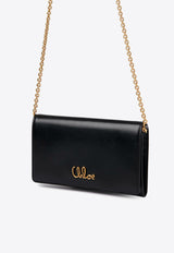 Chloé Iconic Logo Leather Chain Clutch Black CH25SP485O16001 Black