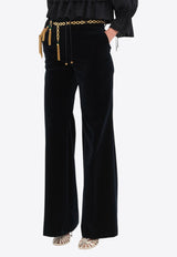 Chloé Flared Velvet Pants Midnight Blue CH25SPA3601748B Evening Blue
