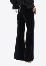Chloé Flared Velvet Pants Midnight Blue CH25SPA3601748B Evening Blue