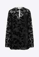 Chloé Floral Velvet Jacquard Mini Dress Black CH25SRO10294001 Black