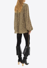 Chloé Silk Lame Gathered Mini Dress Bronze CH25SRO142980YY Black Gold