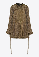 Chloé Silk Lame Gathered Mini Dress Bronze CH25SRO142980YY Black Gold