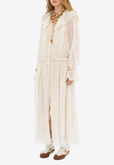 Chloé Gathered Silk Crepe Maxi Dress White CH25SRO24296113 Whisper White