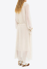 Chloé Gathered Silk Crepe Maxi Dress White CH25SRO24296113 Whisper White