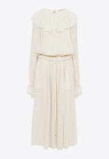Chloé Gathered Silk Crepe Maxi Dress White CH25SRO24296113 Whisper White