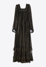Chloé Lurex Dots Ruffled Maxi Dress Black CH25SRO50414001 Black