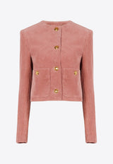 Chloé Velvet Corduroy Cropped Jacket Pink CH25SVE203066L7 Wild Pink