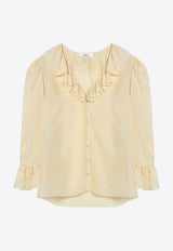 Chloé V-neck Ruffled Blouse Yellow CH25UHT44489/Q_CHLOE-753