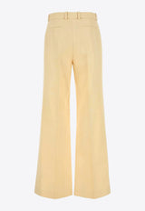 Chloé High-Rise Wide-Leg Pants Beige CH25UPA15434223 Straw Beige