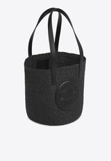 Chloé Horse Medal Woven-Raffia Basket Bag Black CH25US591P17001 Black