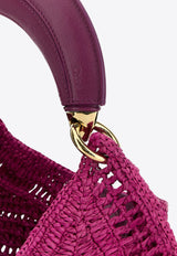 Chloé Summer Banana Woven-Raffia Hobo Bag Fuchsia CH25US902P086P1 Fuchsia Rose