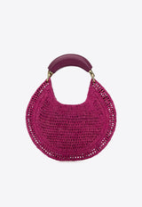 Chloé Summer Banana Woven-Raffia Hobo Bag Fuchsia CH25US902P086P1 Fuchsia Rose