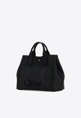 Chloé Medium Carry Logo Shoulder Bag Black CH25US910P1944C Black Navy