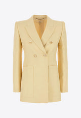 Chloé Double-Breasted Wool Blend Blazer Beige CH25UVE30434223 Straw Beige
