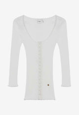 Chloé Ribbed Knit Fitted Cardigan White CH25WJC01185/R_CHLOE-101