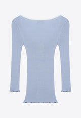 Chloé Scoop-Neck Fitted Cardigan Light Blue CH25WJC01185/R_CHLOE-49U