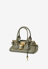 Chloé Paddington Grained Leather Top Handle Bag Green CH25WS802P75 3D6